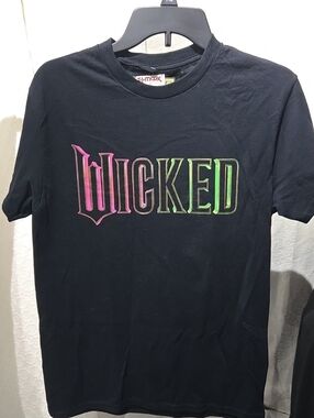 Black 'WICKED' Short Sleeve Tee with Pink & Green Gradient Logo
